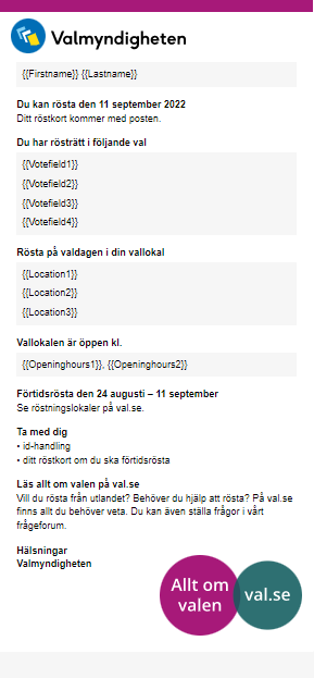 Utskick till digital brevlåda från Valmyndigheten.