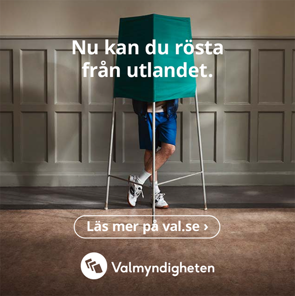 Banner med texten "Nu kan du rösta från utlandet".