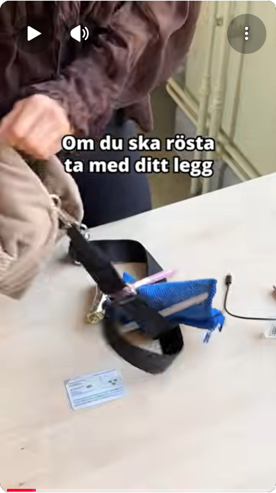 Skärmdump från Tiktok-video "Om du ska rösta – ta med ditt legg".