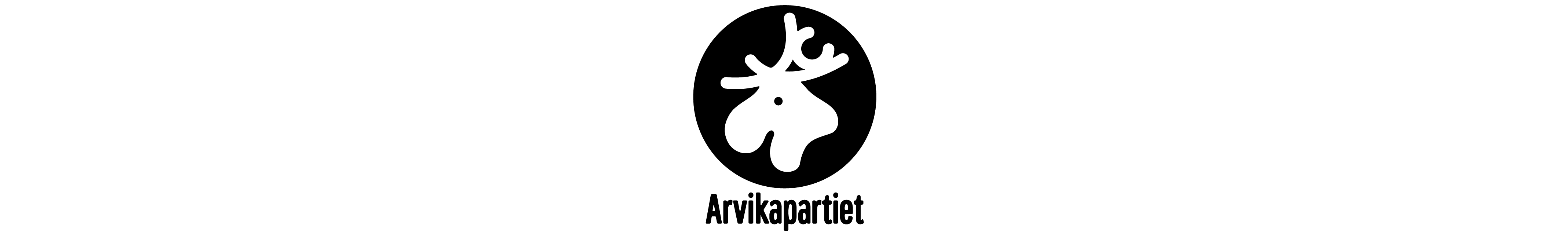 Stiliserat älghuvud i svart och vitt, symbol för Arvikapartiet