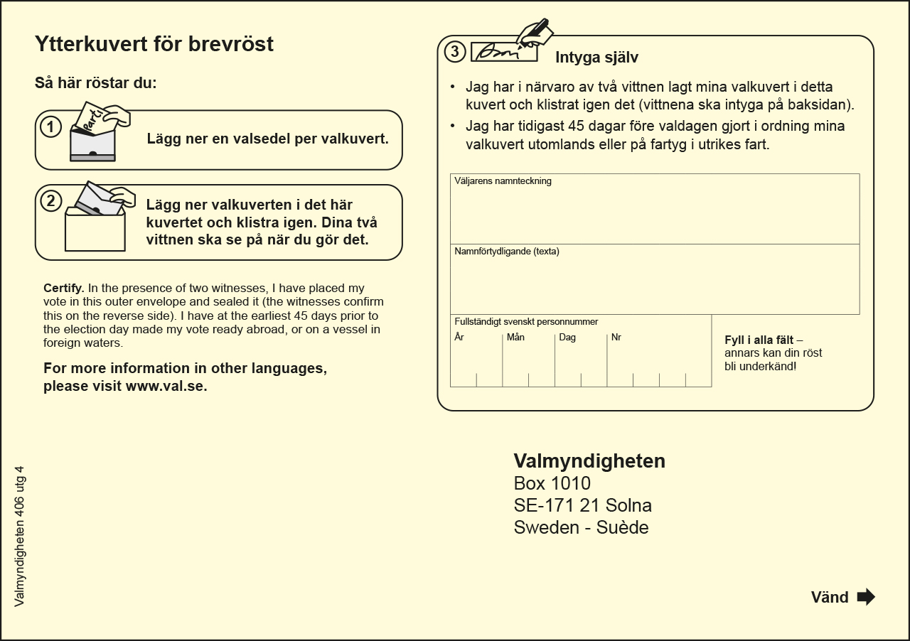 Ytterkuvert brevröstning