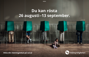 Annons i kollektivtrafik från Valmyndigheten.