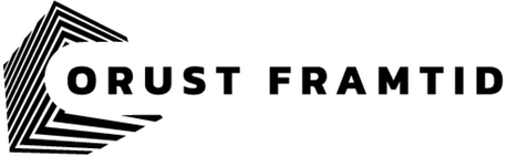 Symbol i geometriskt mönster och partibeteckningen ORUST FRAMTID i svart.